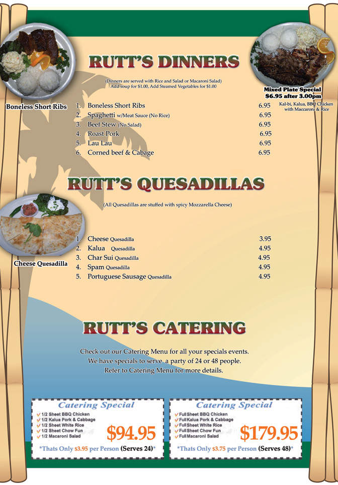 Rutt's Hawaiian Cafe - Los Angeles, CA menu_pic