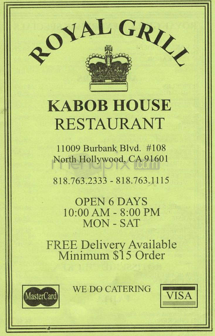 Royal Grill - North Hollywood, CA menu_pic