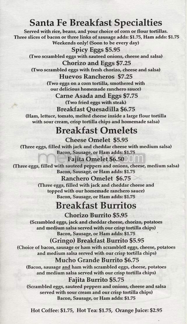 Santa Fe Cafe - Naples, FL menu_pic