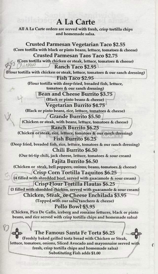 Santa Fe Cafe - Naples, FL menu_pic