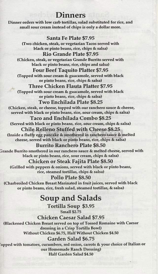 Santa Fe Cafe - Naples, FL menu_pic