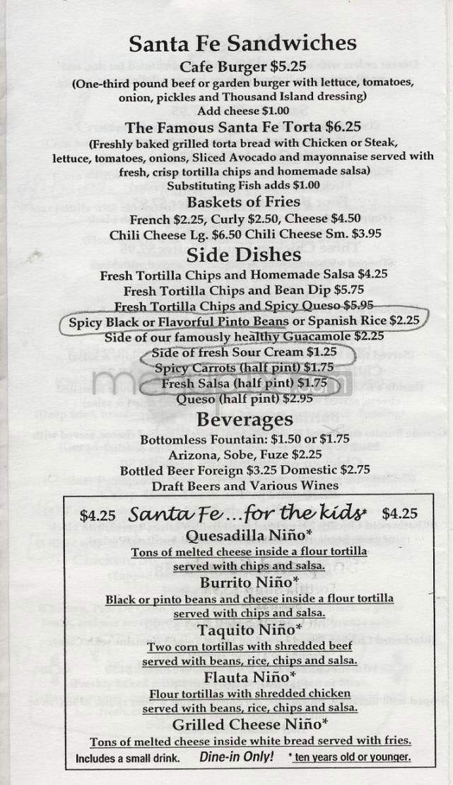 Santa Fe Cafe - Naples, FL menu_pic