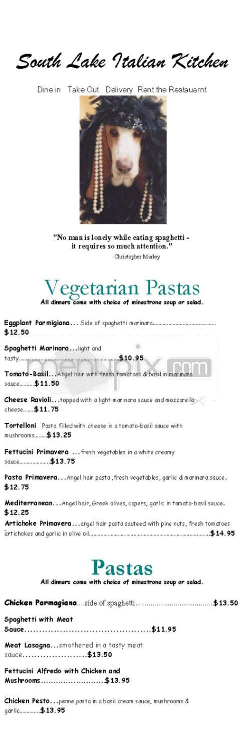 South Lake Italian Kitchen - Pasadena, CA menu_pic
