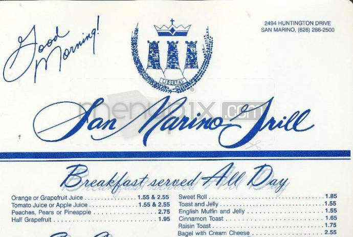 San Marino Grill - San Marino, CA menu_pic