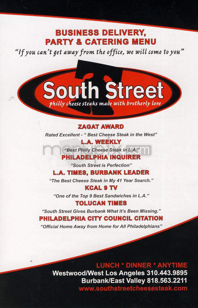 South Street Cheesesteak - Burbank, CA menu_pic
