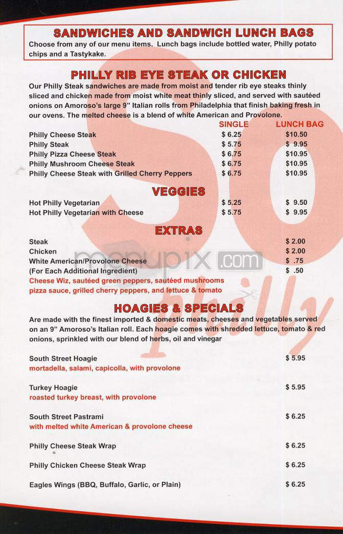 South Street Cheesesteak - Burbank, CA menu_pic