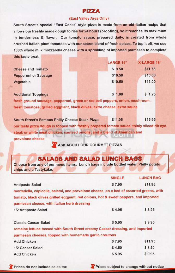 South Street Cheesesteak - Burbank, CA menu_pic