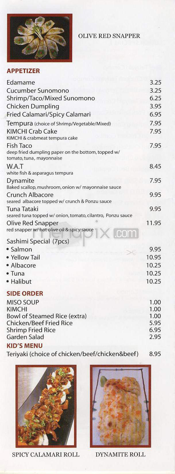 Sabiru Sushi & Asian Fusion - Los Angeles, CA menu_pic
