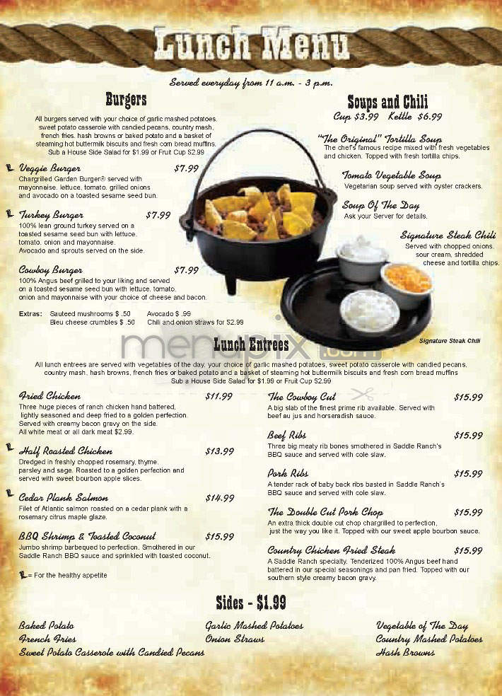 Saddle Ranch - Universal City, CA menu_pic