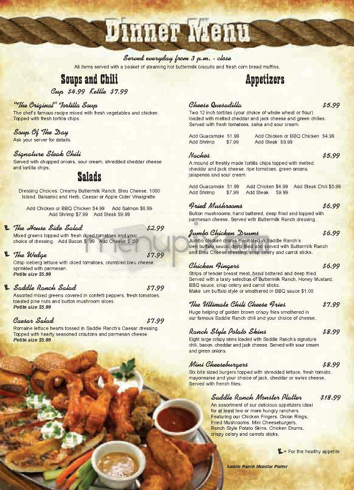 Saddle Ranch - Universal City, CA menu_pic