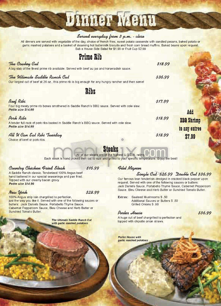Saddle Ranch - Universal City, CA menu_pic