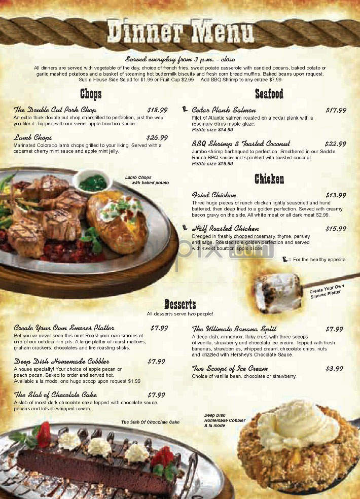 Saddle Ranch - Universal City, CA menu_pic