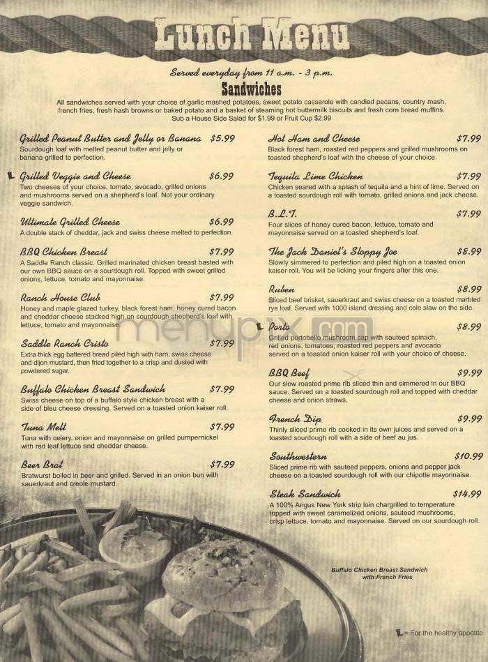 Saddle Ranch Chop House - West Hollywood, CA menu_pic