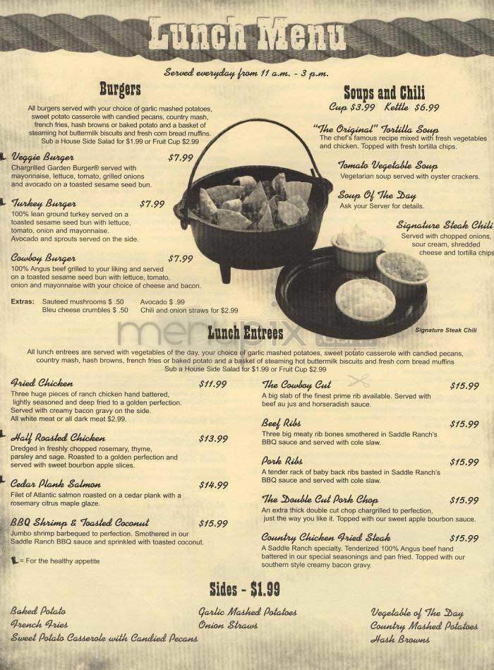 Saddle Ranch Chop House - West Hollywood, CA menu_pic