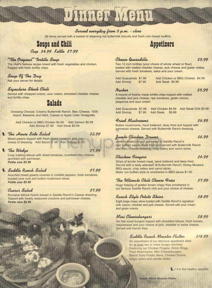 Saddle Ranch Chop House - West Hollywood, CA menu_pic