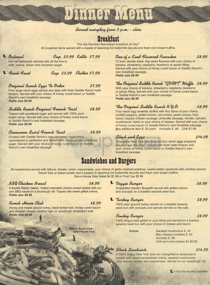 Saddle Ranch Chop House - West Hollywood, CA menu_pic