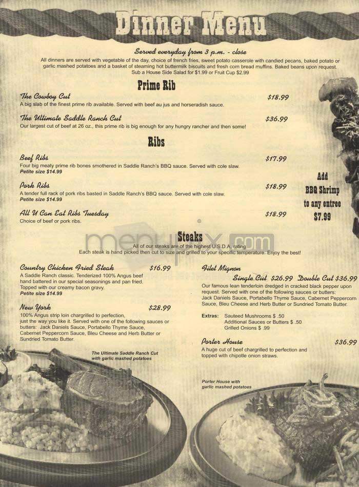 Saddle Ranch Chop House - West Hollywood, CA menu_pic