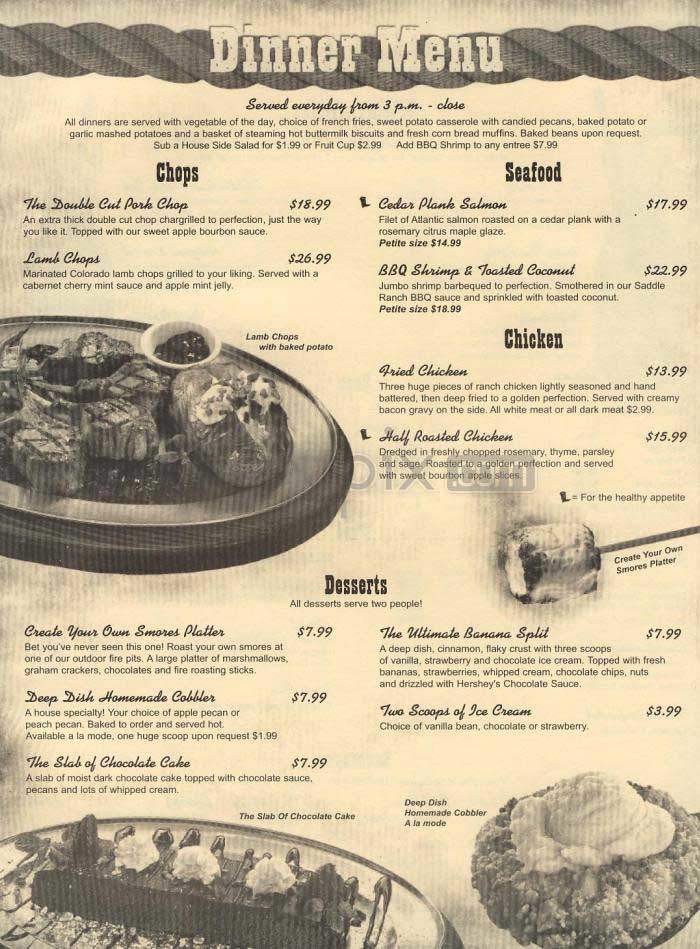 Saddle Ranch Chop House - West Hollywood, CA menu_pic