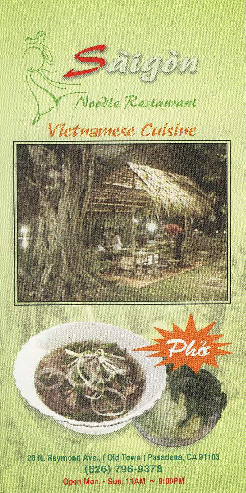Saigon Noodle Restaurant - Pasadena, CA menu_pic