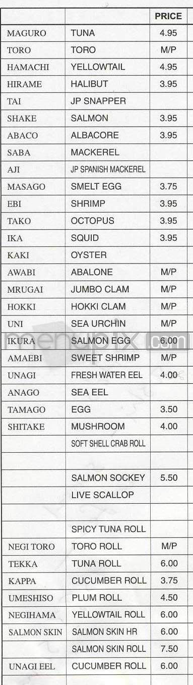 Saito's Sushi - Los Angeles, CA menu_pic