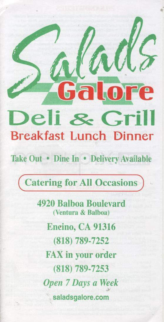 Salads Galore - Encino, CA menu_pic