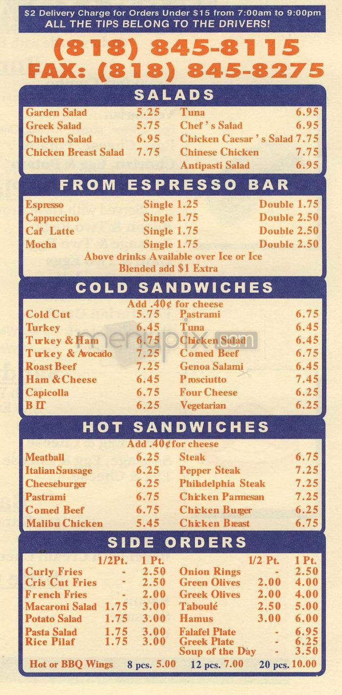 Salerno's Cafe - Burbank, CA menu_pic