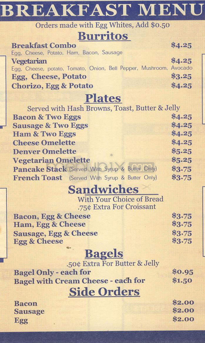 Salerno's Cafe - Burbank, CA menu_pic