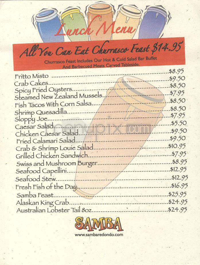 Samba Brazilian Steak House - Redondo Beach, CA menu_pic