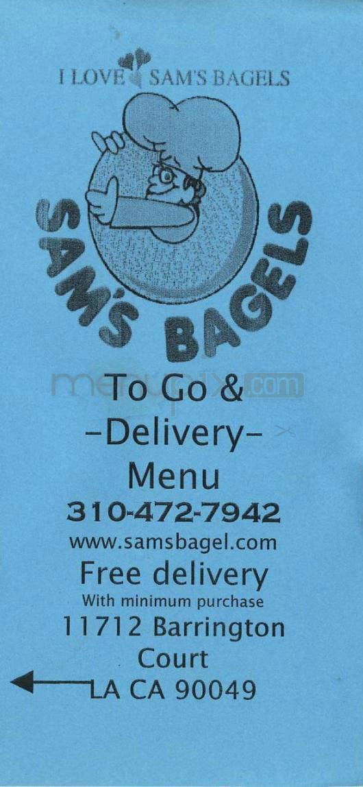 Sam's Bagels - Los Angeles, CA menu_pic