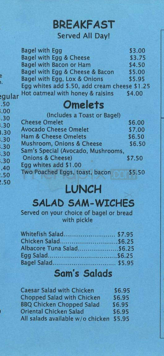 Sam's Bagels - Los Angeles, CA menu_pic