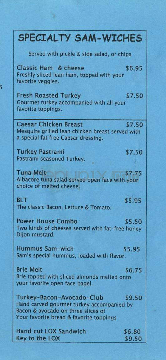 Sam's Bagels - Los Angeles, CA menu_pic