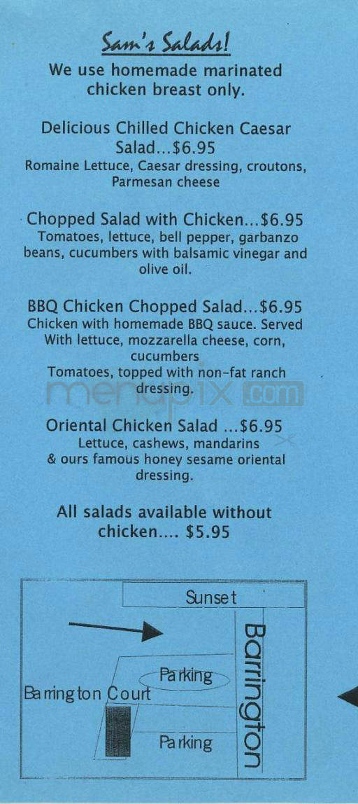 Sam's Bagels - Los Angeles, CA menu_pic
