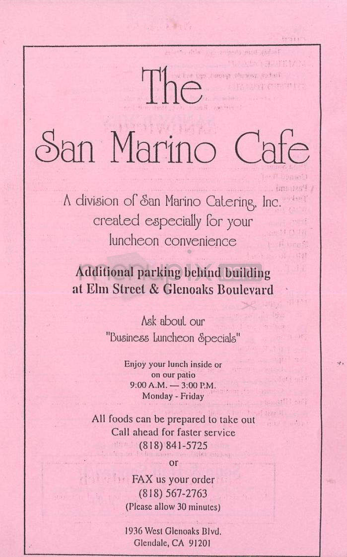 The San Marino Cafe - Glendale, CA menu_pic