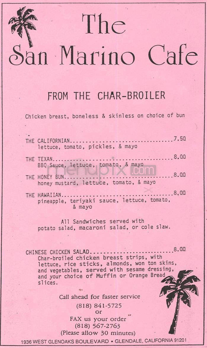 The San Marino Cafe - Glendale, CA menu_pic