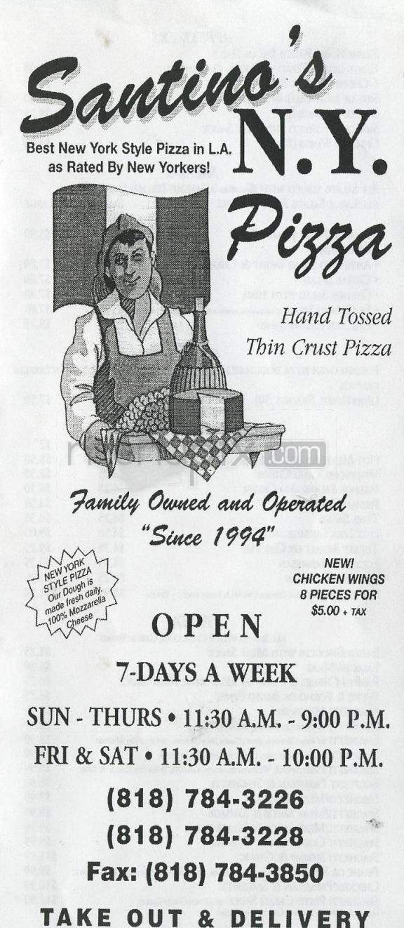 Santino's NY Pizza - Sherman Oaks, CA menu_pic