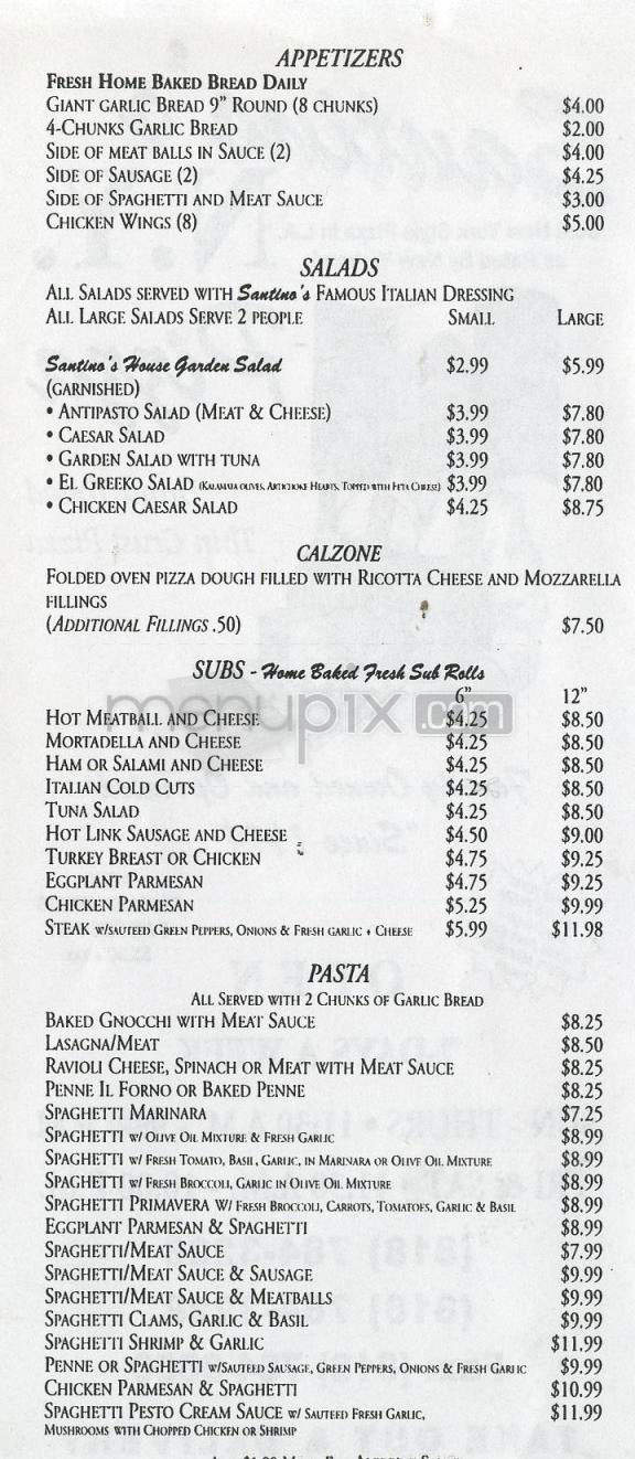 Santino's NY Pizza - Sherman Oaks, CA menu_pic