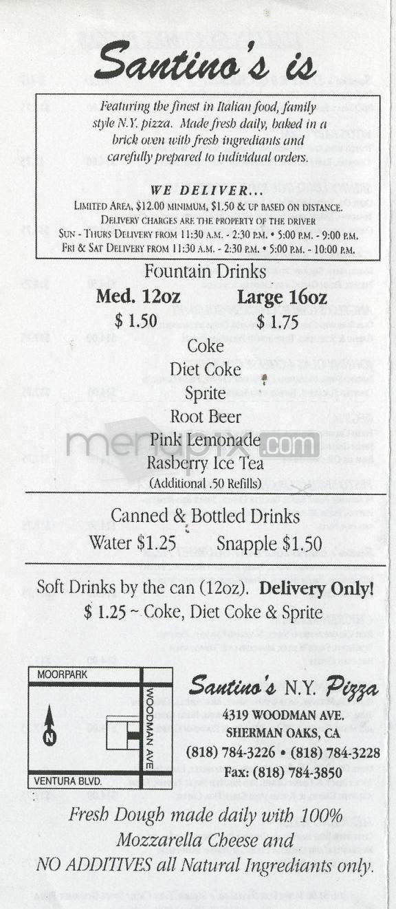 Santino's NY Pizza - Sherman Oaks, CA menu_pic