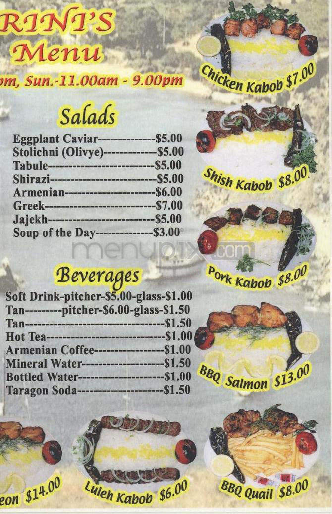 Santorini's - Glendale, CA menu_pic