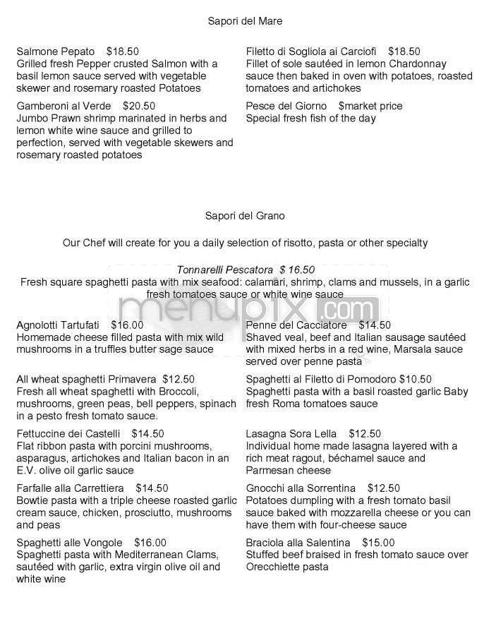 Sapori Ristorante - Marina Del Rey, CA menu_pic