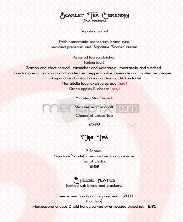 Scarlet Tea Room - Pasadena, CA menu_pic