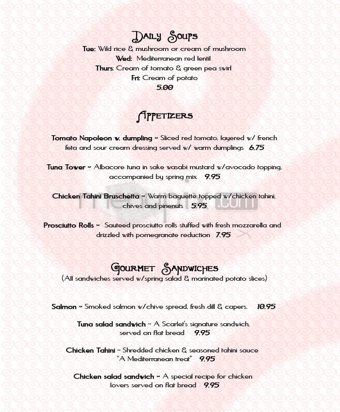 Scarlet Tea Room - Pasadena, CA menu_pic