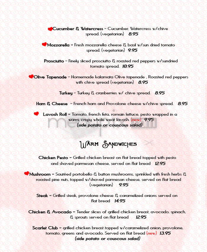 Scarlet Tea Room - Pasadena, CA menu_pic