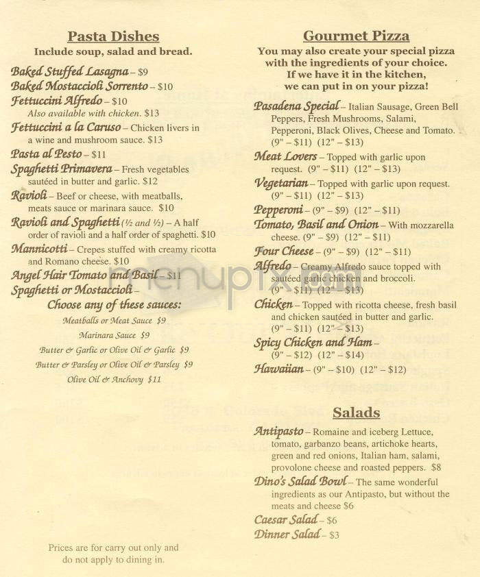 Scarantino's - Pasadena, CA menu_pic