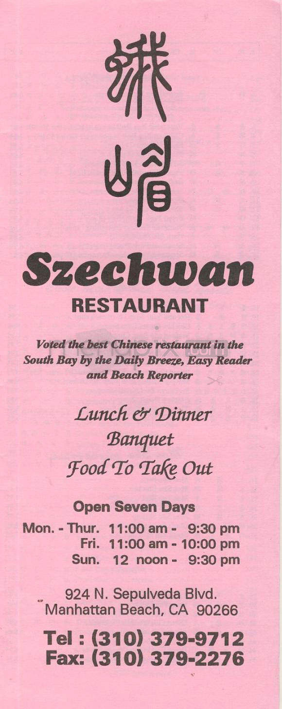 Szechwan Restaurant - Manhattan Beach, CA menu_pic