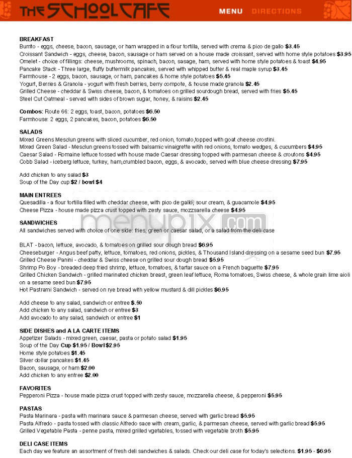 School Cafe - Pasadena, CA menu_pic