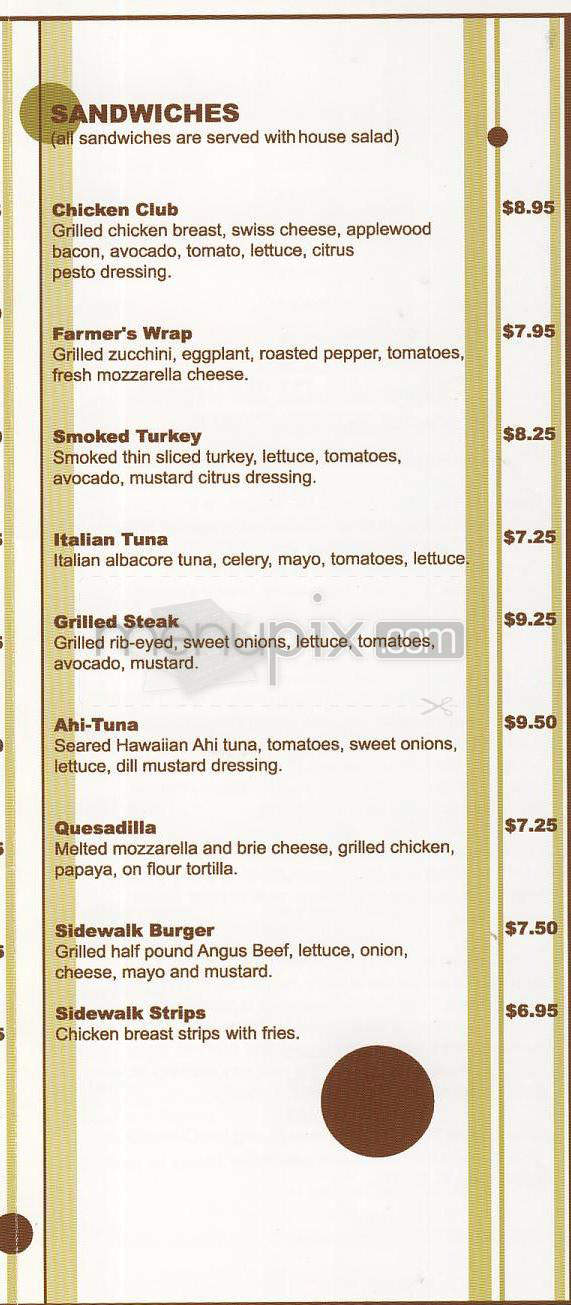 Sidewalk Cafe - Burbank, CA menu_pic