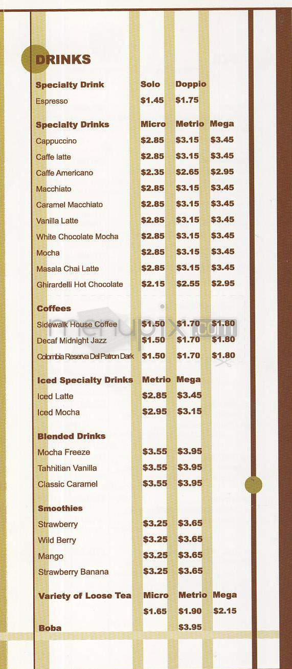 Sidewalk Cafe - Burbank, CA menu_pic