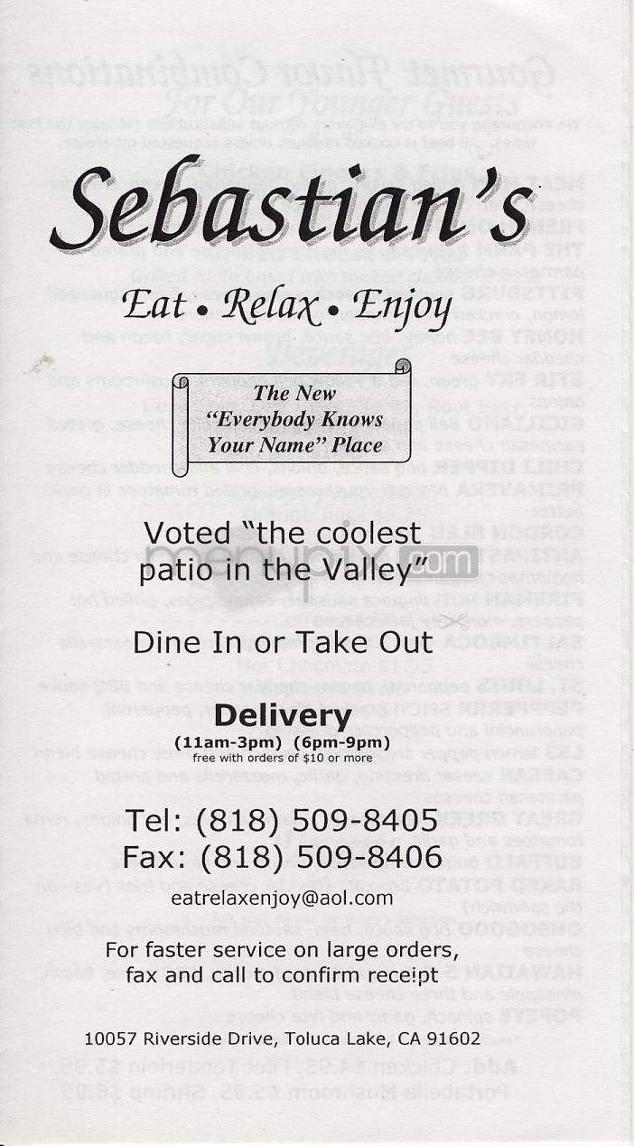 Sebastian's - Toluca Lake, CA menu_pic