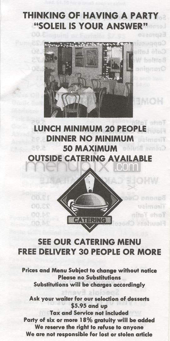 Soleil Westwood - Los Angeles, CA menu_pic