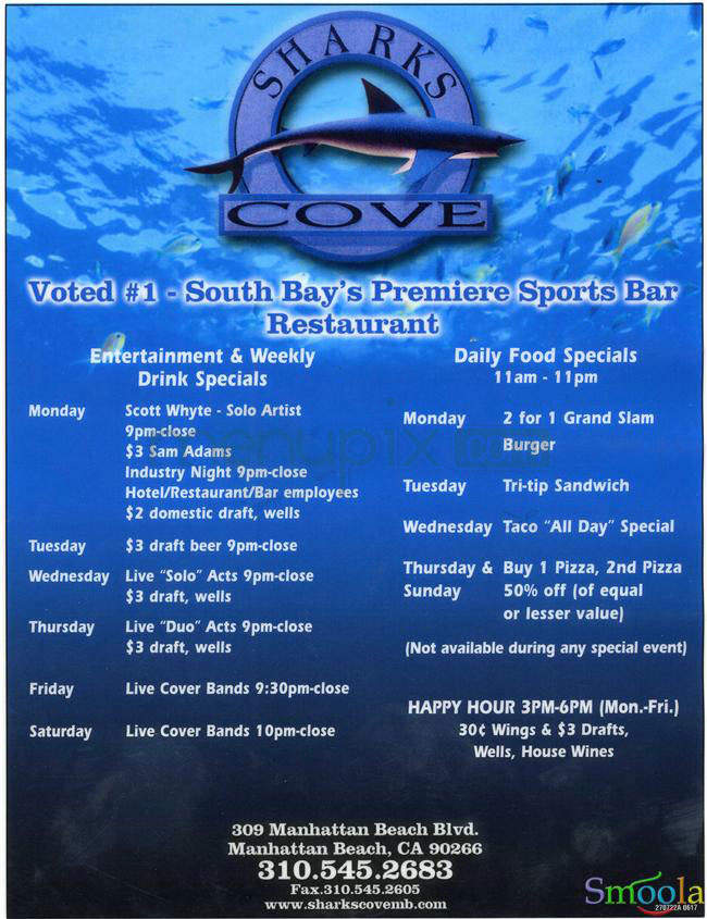 Shark's Cove - Manhattan Beach, CA menu_pic